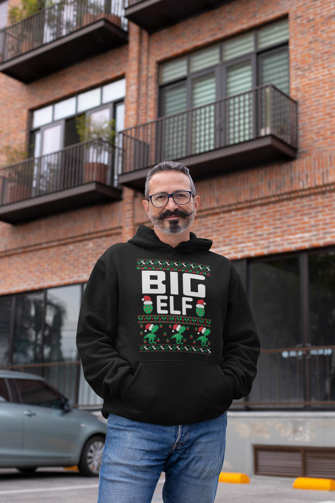 Big Elf Men's Heavy Blend Hoodie - Family Ugly Christmas