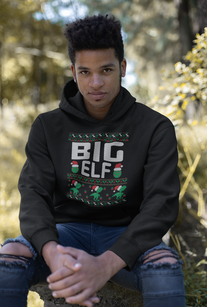 Big Elf Men's Heavy Blend Hoodie - Family Ugly Christmas