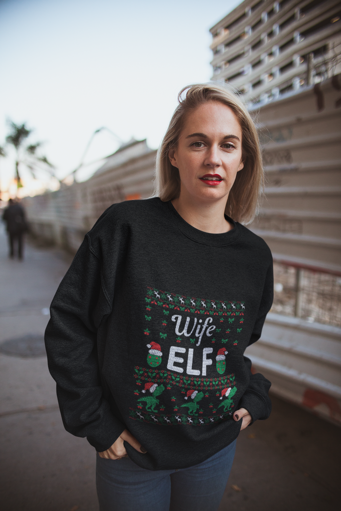 Wife Elf Women's Heavy Blend Crewneck Sweater