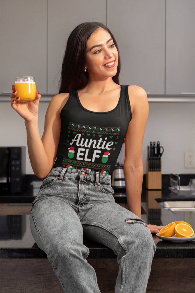Auntie Elf Women's Premium Tank Top - Family Ugly Christmas