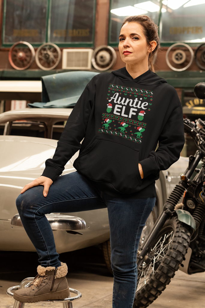 Auntie Elf Women's Heavy Blend Hoodie - Family Ugly Christmas
