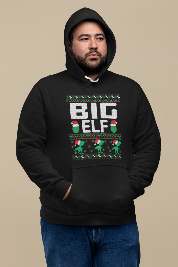Big Elf Men's Premium Pullover Hoodie - Family Ugly Christmas