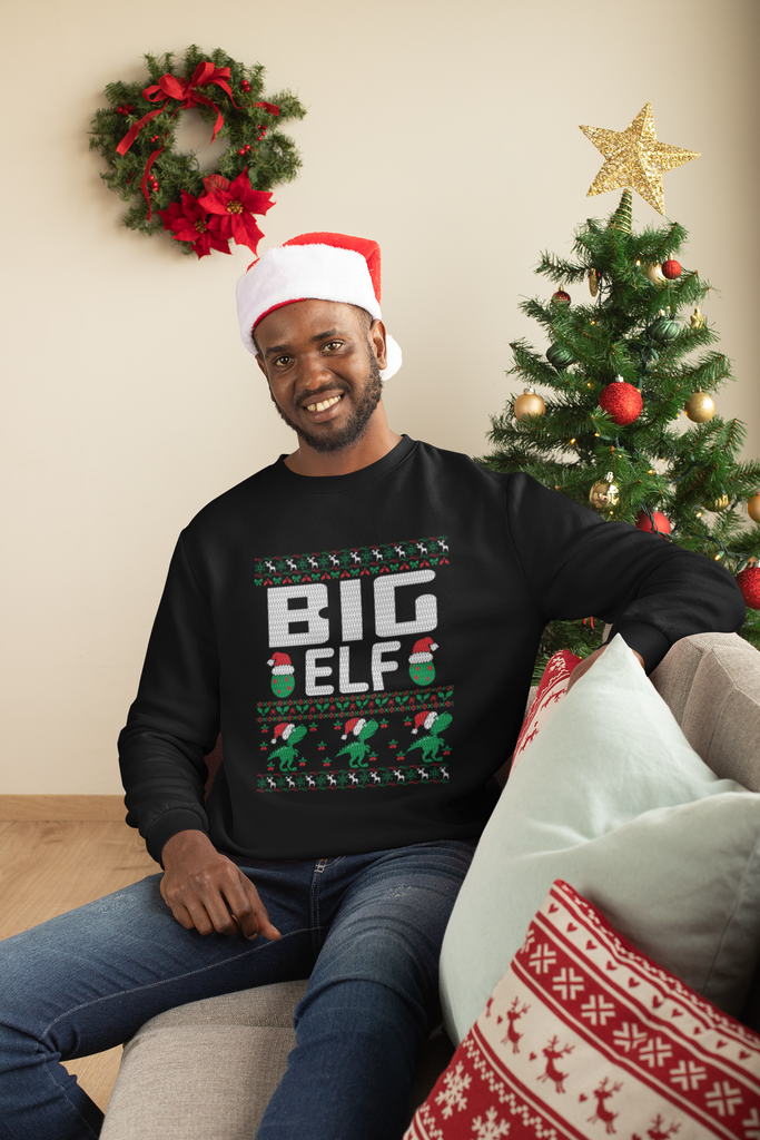 Big Elf Men's Heavy Blend Crewneck Sweater - Family Ugly Christmas