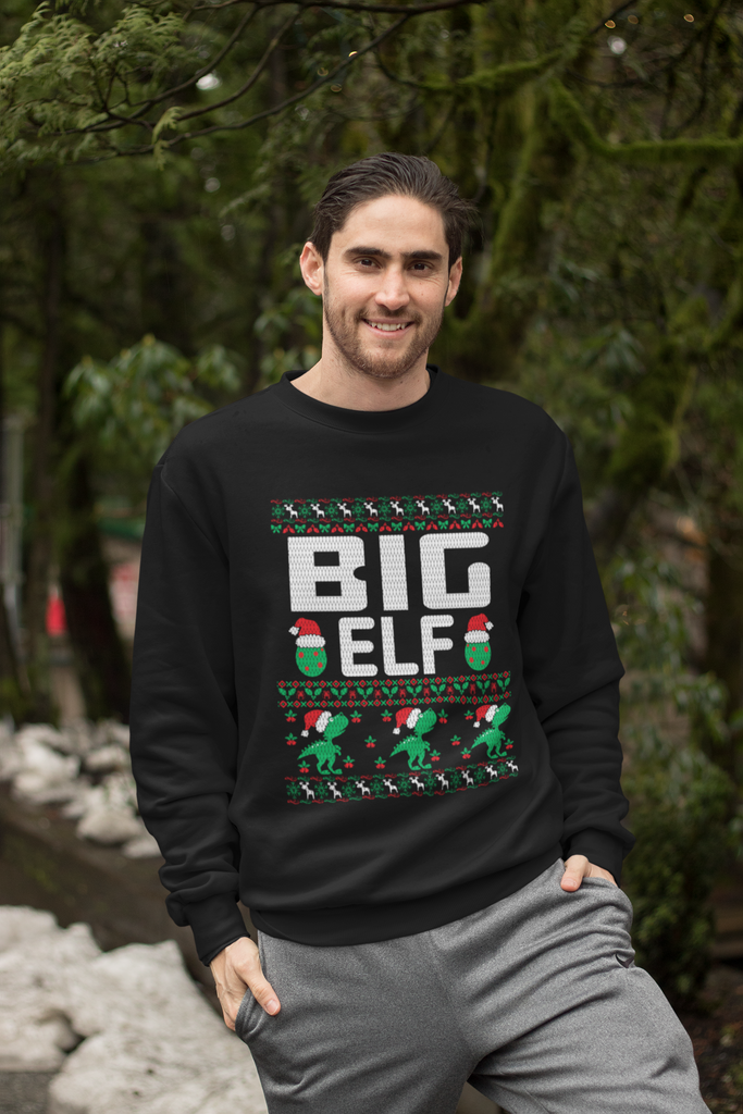Big Elf Men's Heavy Blend Crewneck Sweater - Family Ugly Christmas