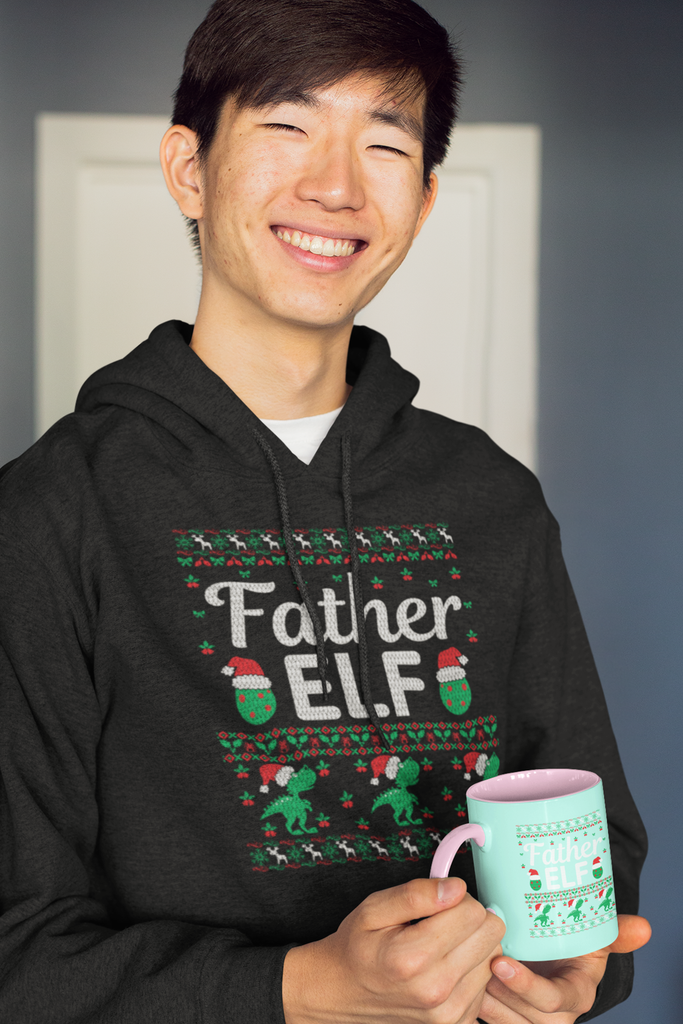 Father Elf Men's Heavy Blend Hoodie - Family Ugly Christmas