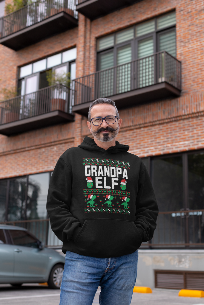 Grandpa Elf Men's Premium Pullover Hoodie - Family Ugly Christmas