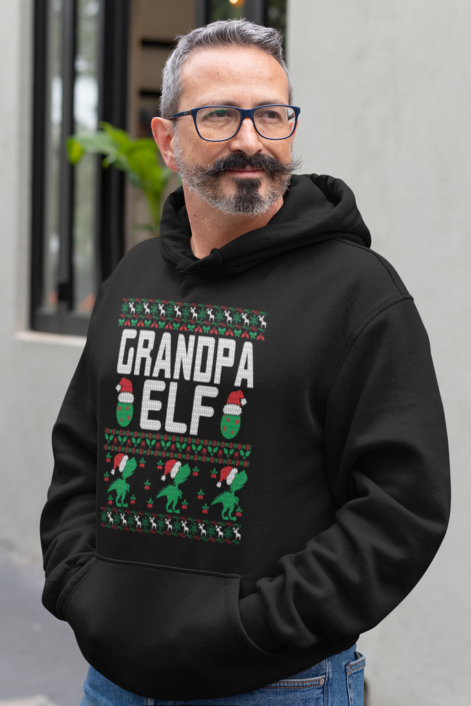 Grandpa Elf Men's Premium Pullover Hoodie - Family Ugly Christmas
