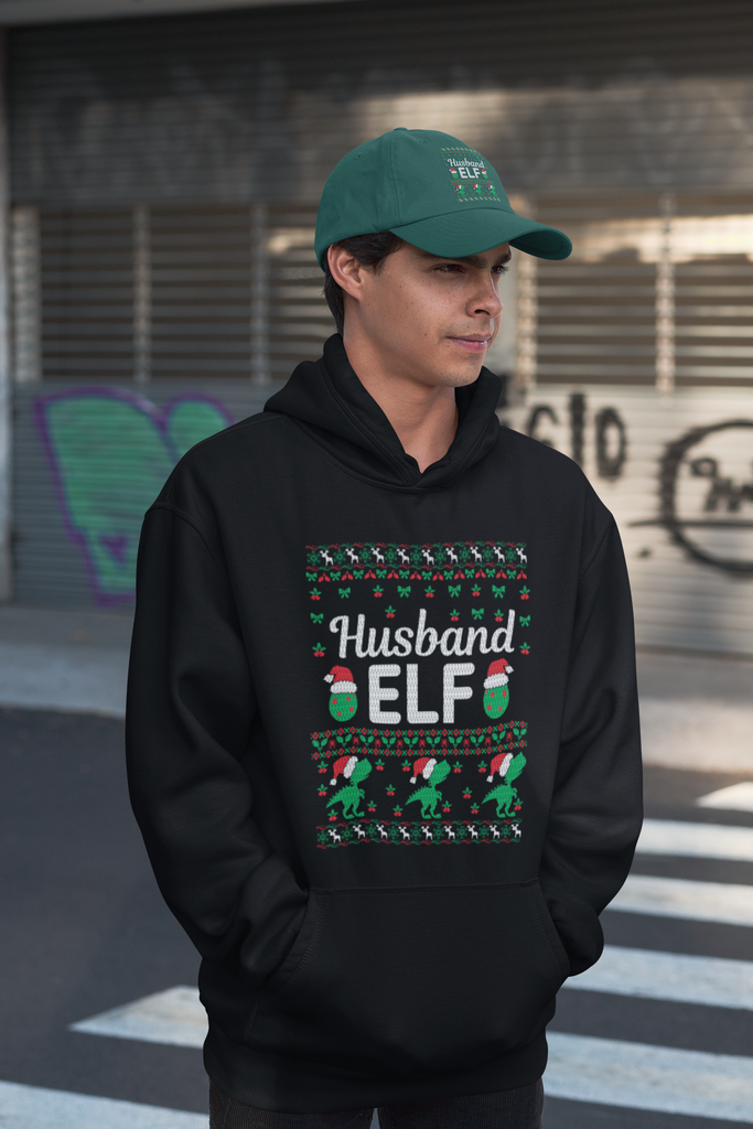 Husband Elf Men's Premium Pullover Hoodie - Family Ugly Christmas