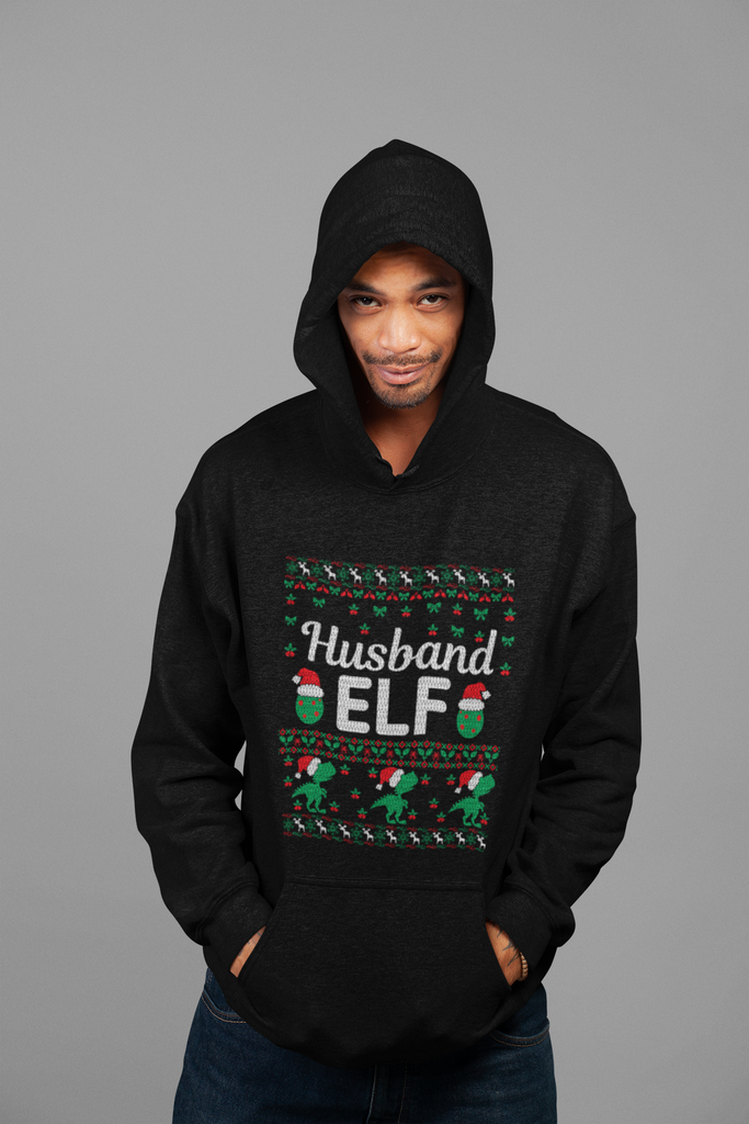 Husband Elf Men's Premium Pullover Hoodie - Family Ugly Christmas