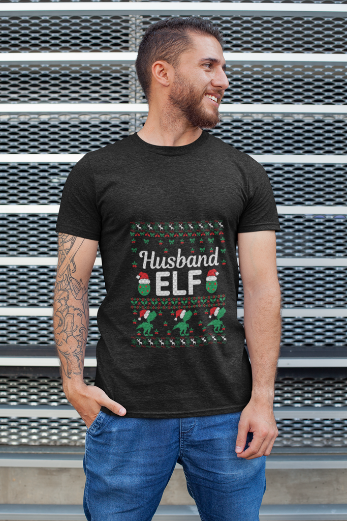 Husband Elf Men's Heavy Cotton Tee - Family Ugly Christmas