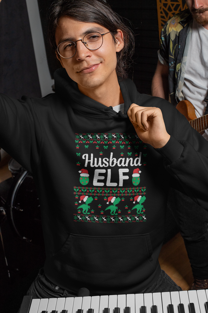 Husband Elf Men's Heavy Blend Hoodie - Family Ugly Christmas