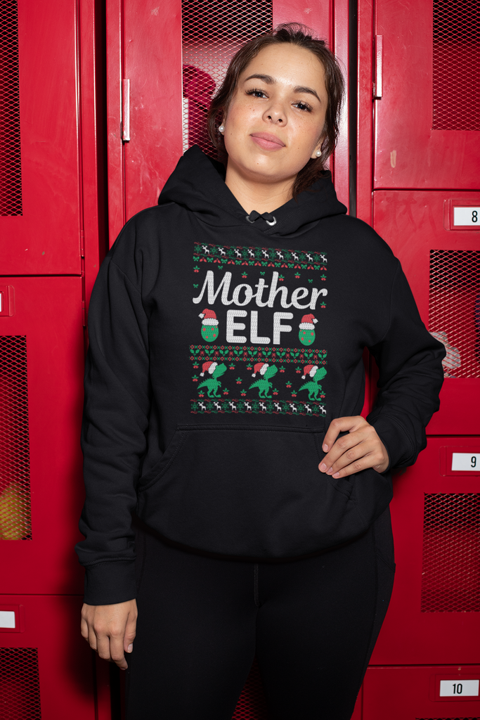Mother Elf Women's Premium Pullover Hoodie - Family Ugly Christmas