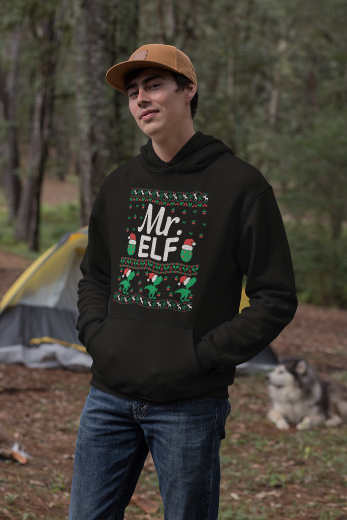 Mr. Elf Men's Premium Pullover Hoodie - Family Ugly Christmas