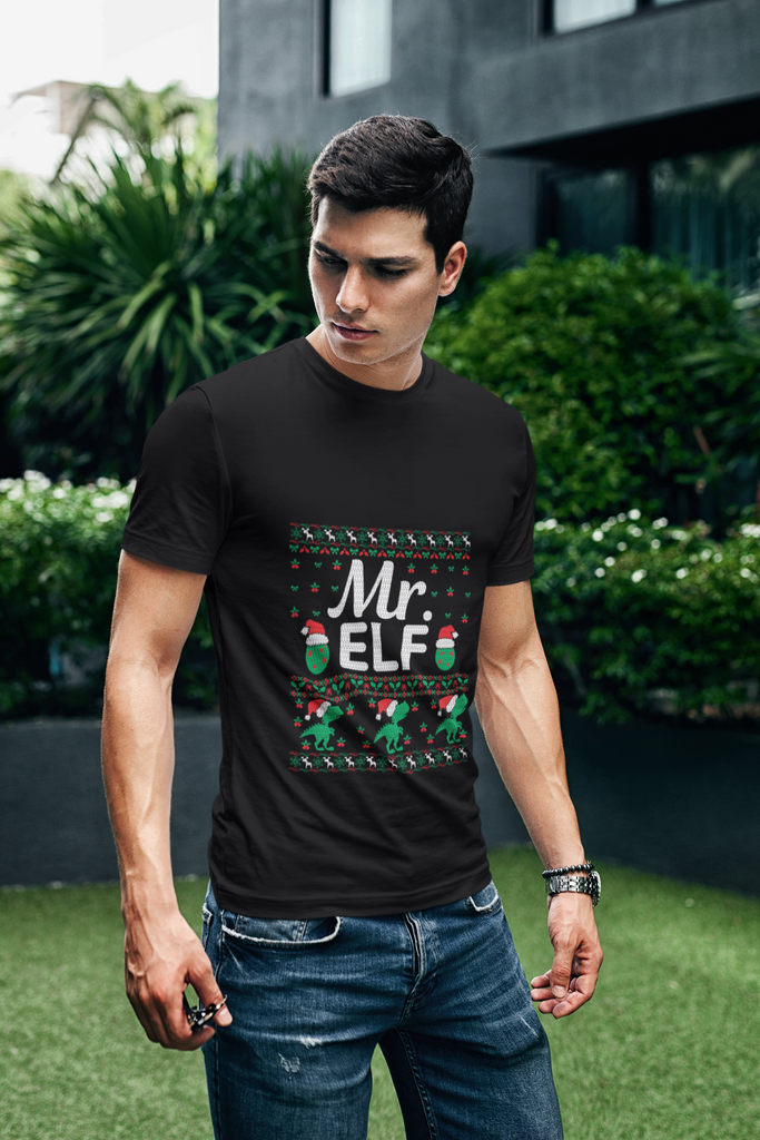 Mr. Elf Men's Heavy Cotton Tee - Family Ugly Christmas