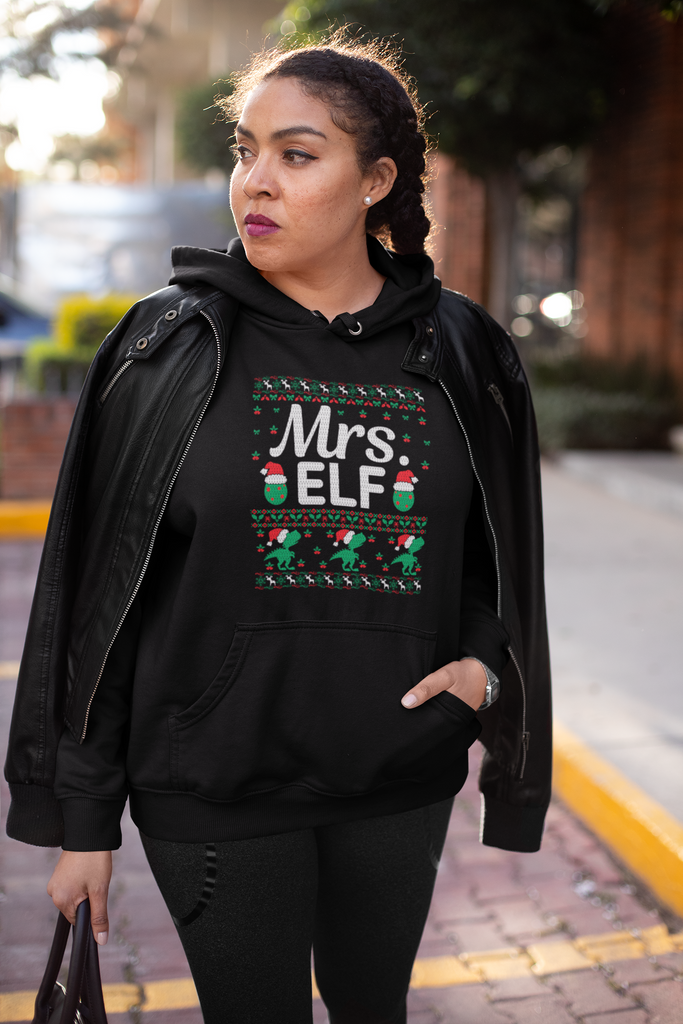 Mrs. Elf Women's Premium Pullover Hoodie - Family Ugly Christmas