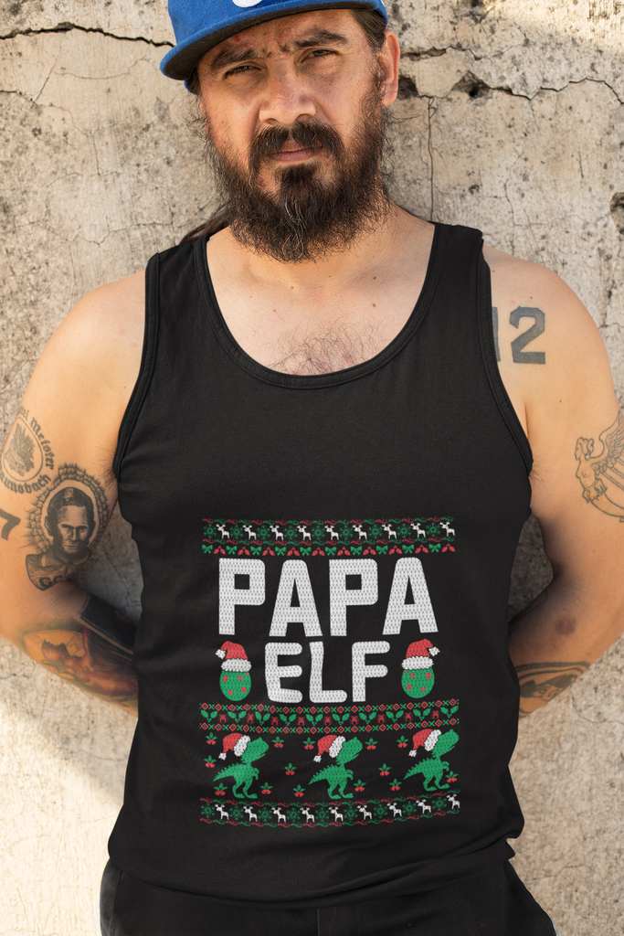 Papa Elf Men's Premium Tank Top - Family Ugly Christmas