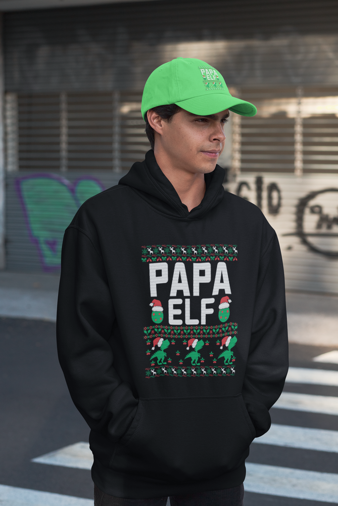 Papa Elf Men's Premium Pullover Hoodie - Family Ugly Christmas