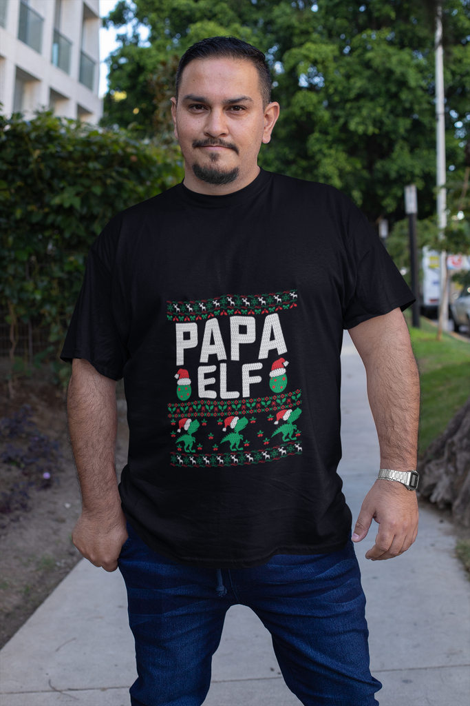 Papa Elf Men's Heavy Cotton Tee - Family Ugly Christmas