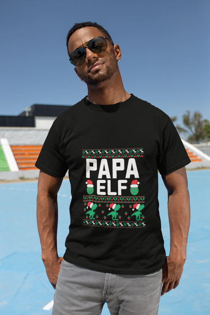 Papa Elf Men's Heavy Cotton Tee - Family Ugly Christmas