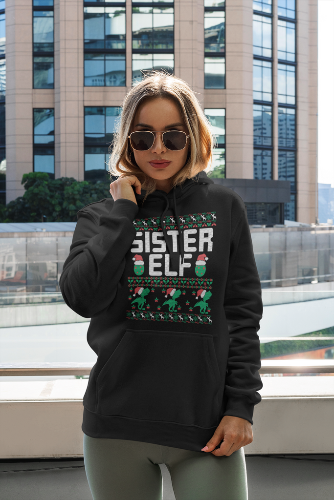 Sister Elf Women's Premium Pullover Hoodie - Family Ugly Christmas