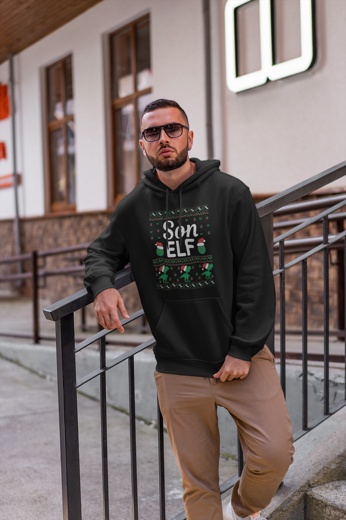 Son Elf Men's Premium Pullover Hoodie - Family Ugly Christmas