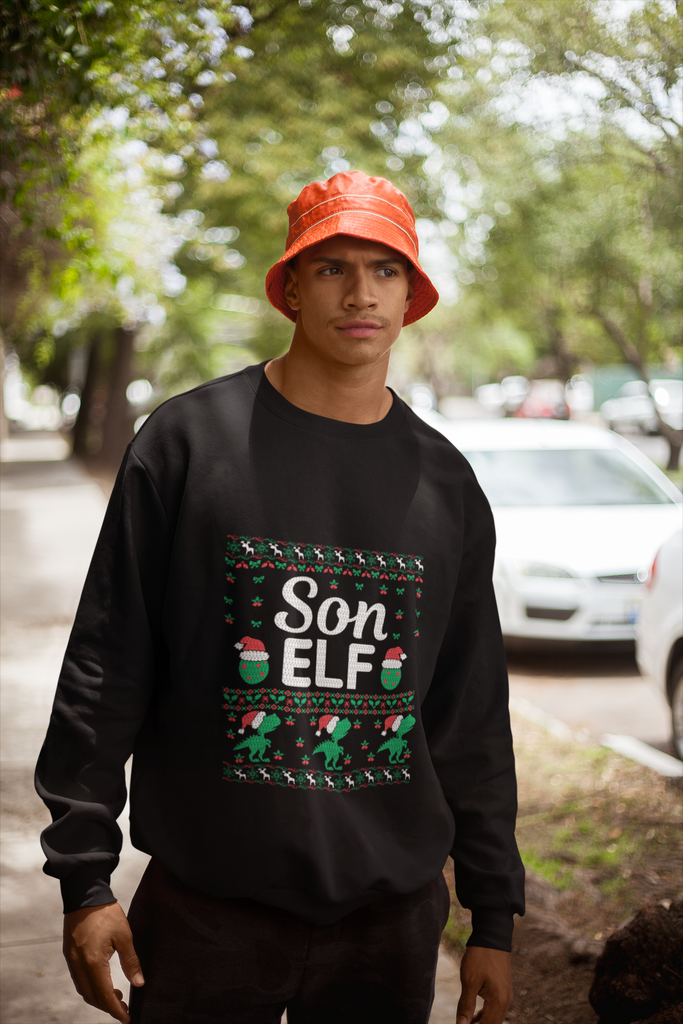 Son Elf Men's Heavy Blend Crewneck Sweater - Family Ugly Christmas
