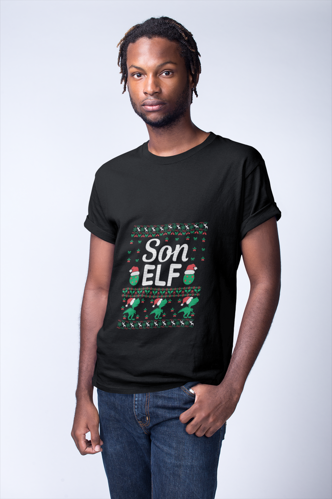 Son Elf Men's Heavy Cotton Tee - Family Ugly Christmas